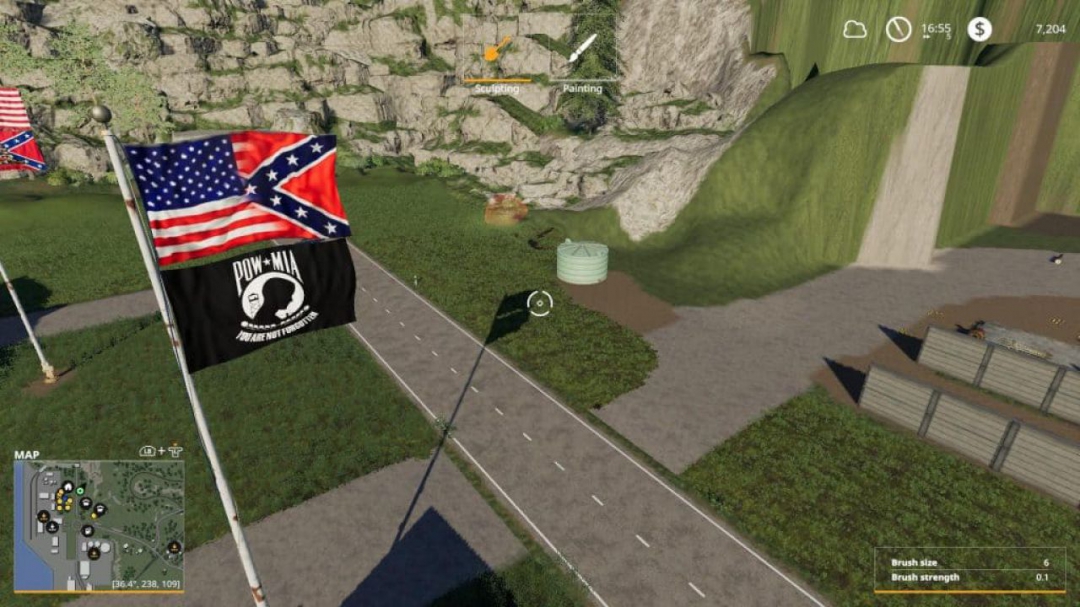 FS19 USA / CONFEDERATE BATTLE FLAG OVER POW MIA V1.0