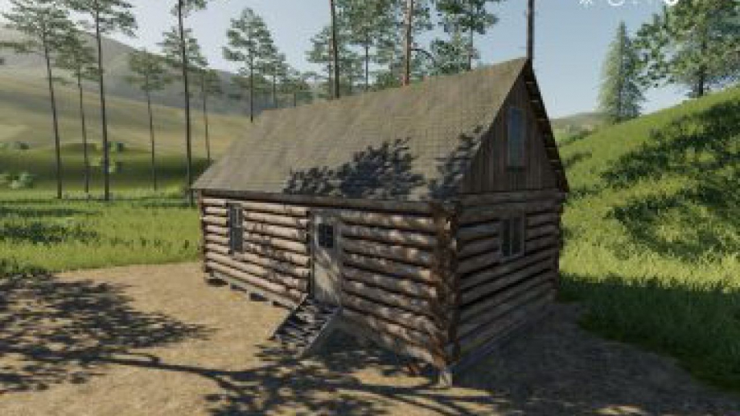 FS19 Placeable Log Cabin with sleep trigger v1.0