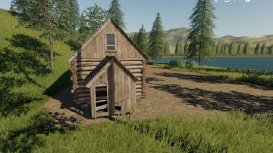 FS19 Placeable Log Cabin with sleep trigger v1.0