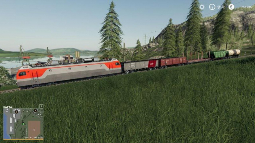 FS19 Electric locomotive and railways cars v1.0