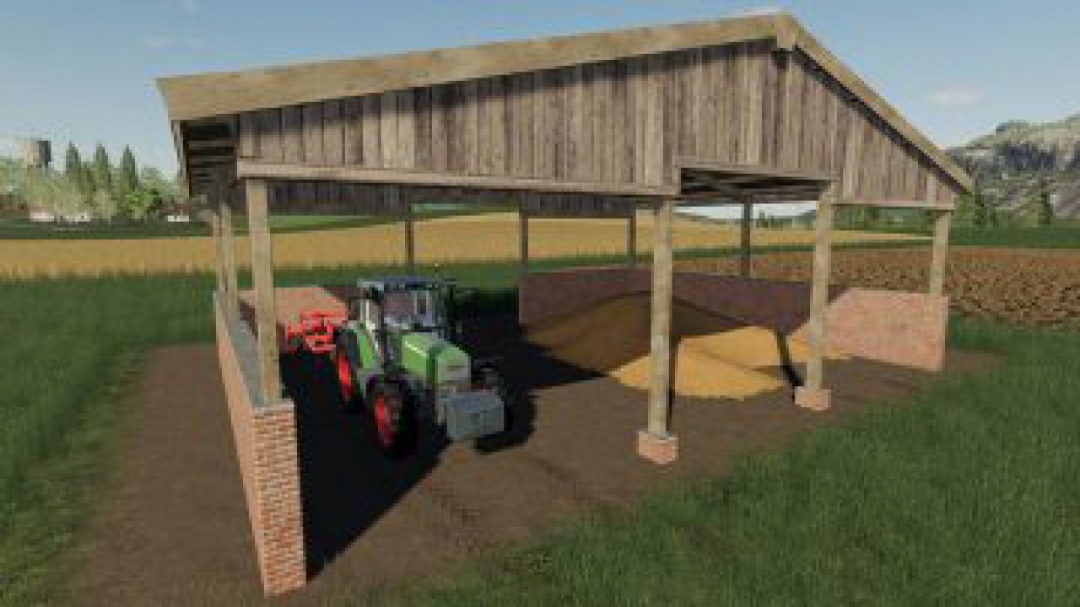 FS19 Wood Frame Open Sheds With Brick Wall v1.0.0.0