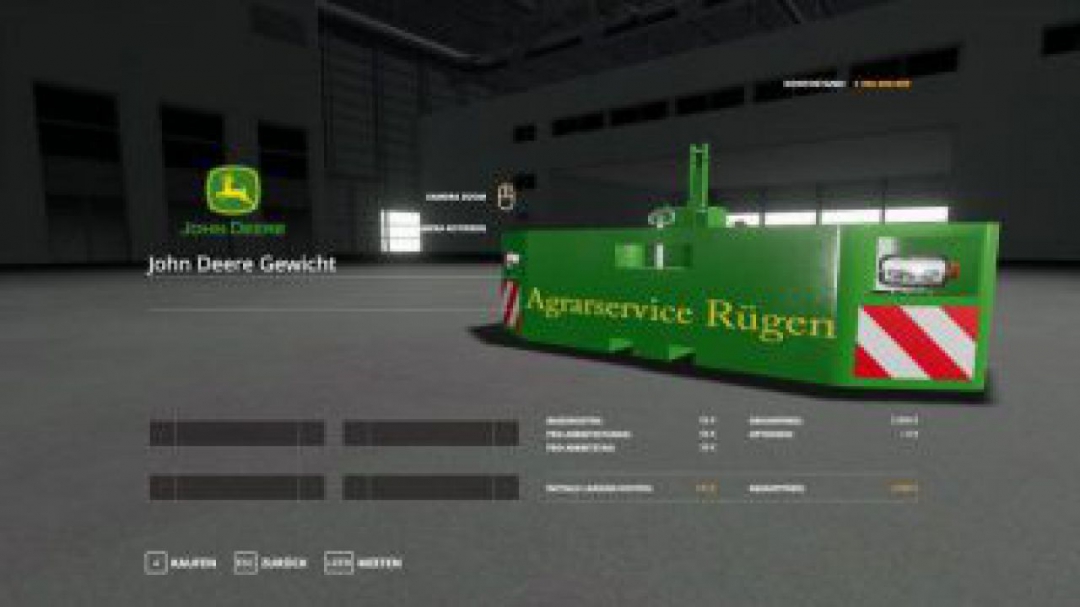 FS19 John Deere weight Agrarservice Rugen v1.0.0.0