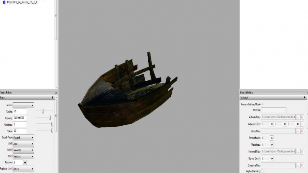 FS19 Small boat wreckage prefab v1.0