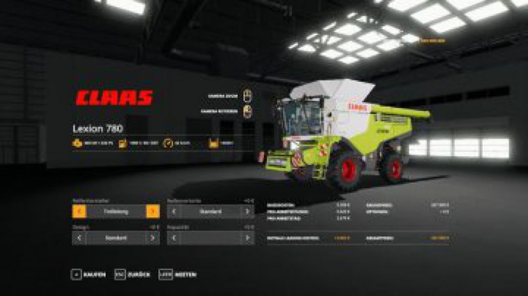 FS19 Lexion 780 with capacity selection and cutters v1.1