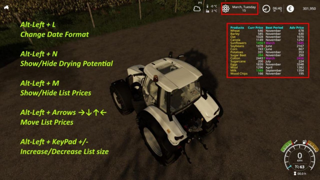 FS19 Display Date 4 Seasons Mod v1.0.0.4