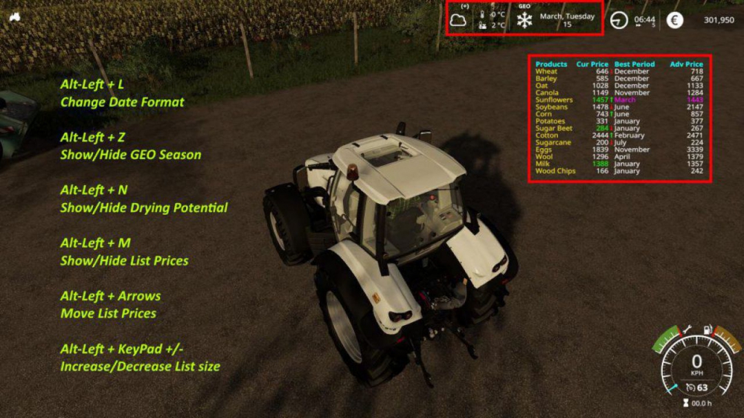 FS19 Display Date 4 Seasons Mod v1.0.0.5