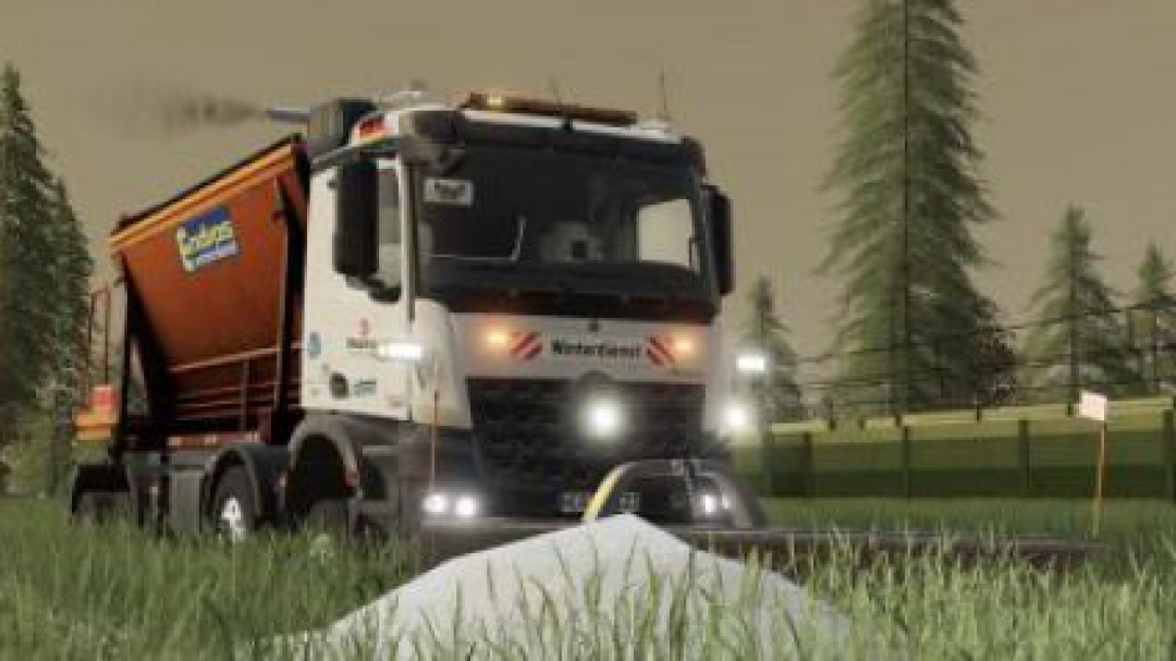 FS19 Mercedes Arocs winter service + snowfall v2.0