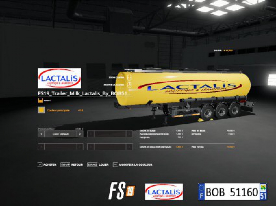 FS19 Trailer Milk Lactalis By BOB51160 v1.9