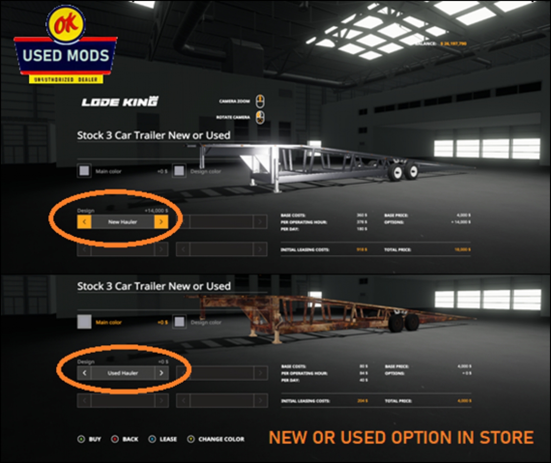 3 Car Trailer V1 New Or Used Options - Edit  By OKUSEDMODS