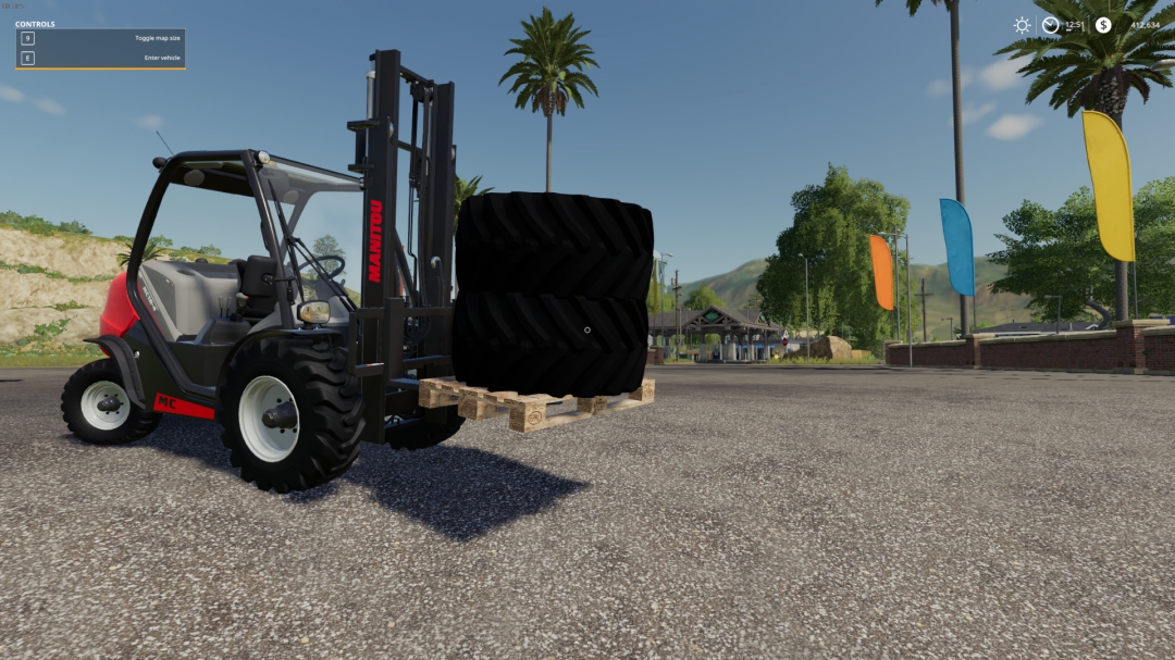 FS19 monster truck wheels on pallet