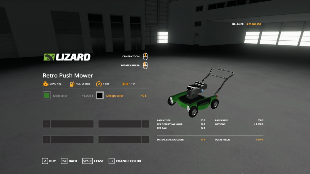 Retro Push Mower The Atomic - NO GRASS V1 - By OKUSEDMODS