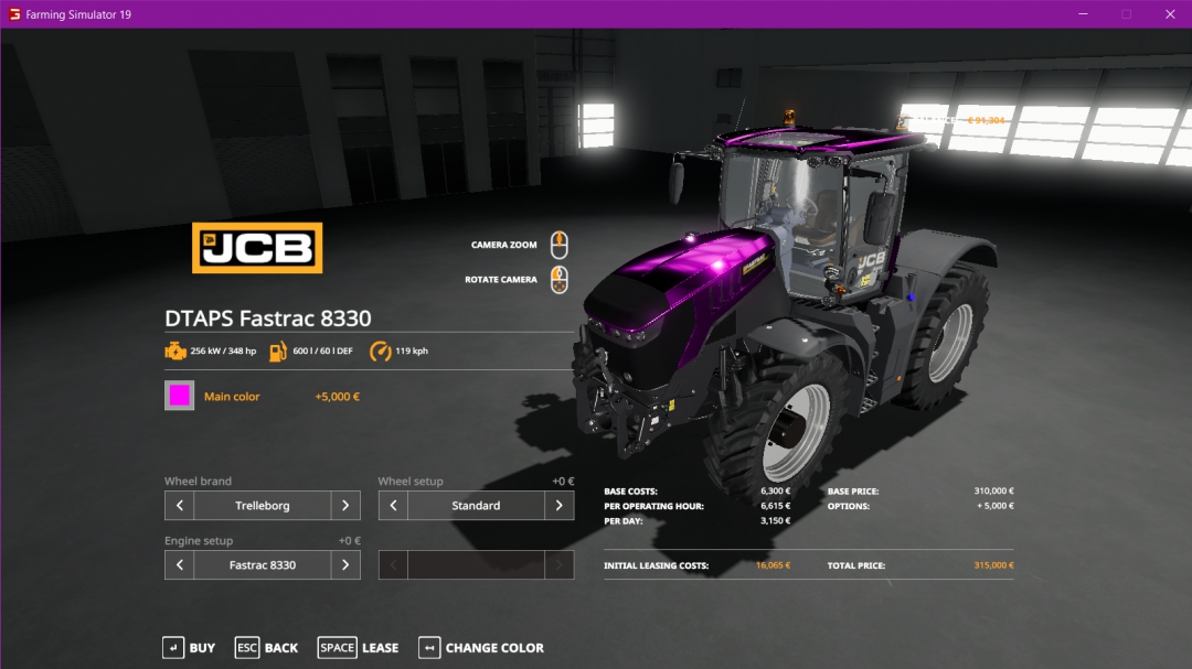 DTAP GAMING Colorful JCB Fastrac 8330