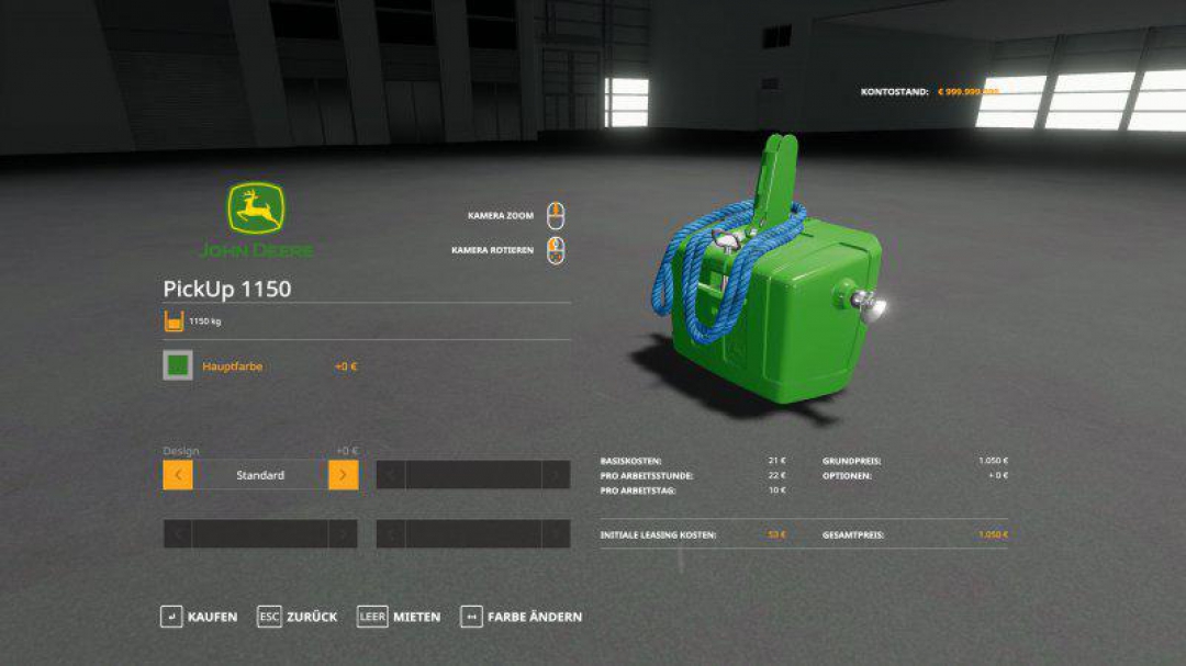 John DEERE 1150 KG WEIGHT v1.0.0.0