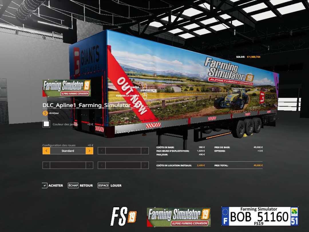 Trailer DLC Apline1 FS19 By BOB51160 v1.0.0.0