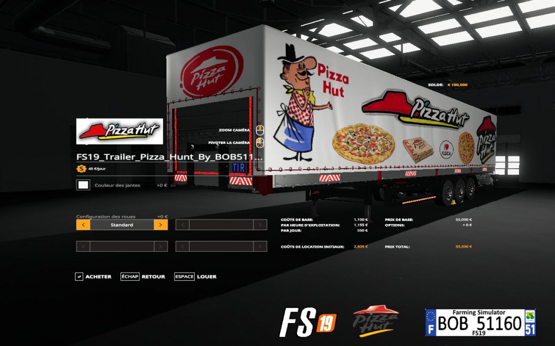 FS19 Trailer Pizza Hut By BOB51160 v1.0.0.0