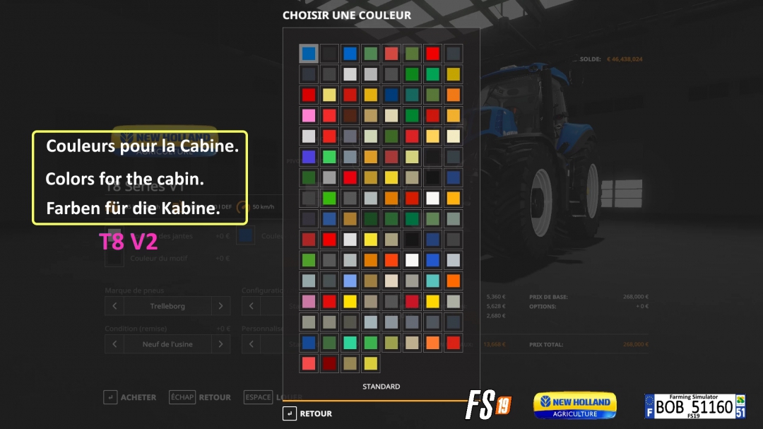 FS19 New Holland T8 V1 & V2 By BOB51160