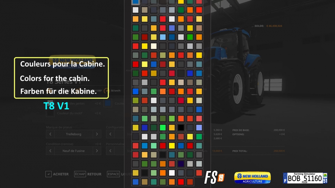 FS19 New Holland T8 V1 & V2 By BOB51160