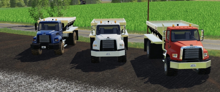 Trucks Freightliner 108SD with New Leader L4330G4 Lime / Fertilizer Spreader v1.0