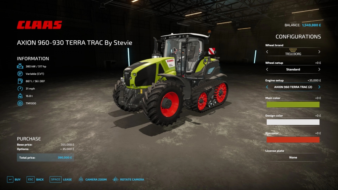 FS22 Claas Axion 960TT By Stevie