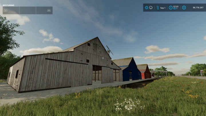 fs22-mods,  WOODEN BARN IN WHITE, RED, BROWN OR BLUE v2.0