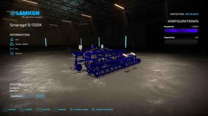 fs22-mods,  Smaragd 9 with plow function v1.0.2.0