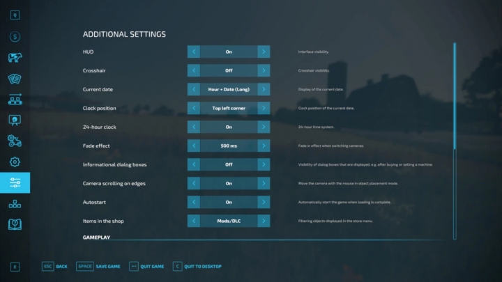 fs22-mods,  Additional Game Settings v1.0.0.0