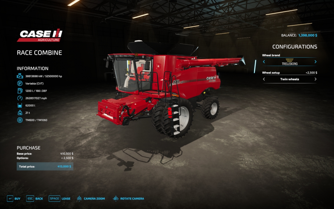 Case Axial Flow 9250 Race Combine