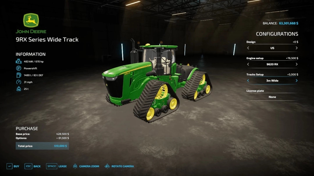 John Deere 9RX Wide Tracks v1.0.0.0