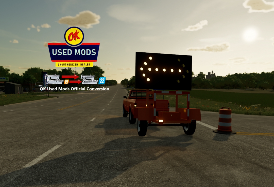 Construction Arrow Trailer - FS22 - Official OK Used Mods Conversion By OKUSEDMODS