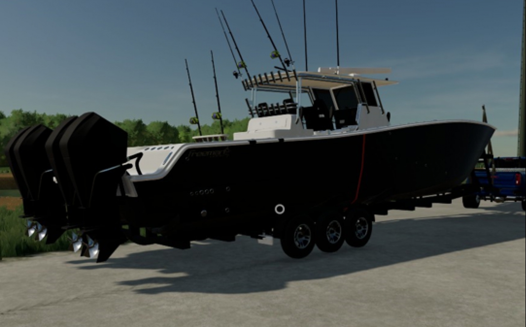 FS22_Freeman boat with trailer : fs19 Converted