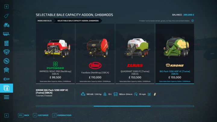 Image: Selectable Bale Capacity Addon v1.0.0.0 1