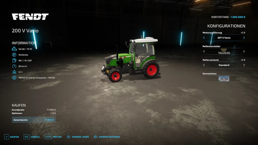 Hochgeschwindigkeitstraktor Schmalspurtraktor Fendt 1.0