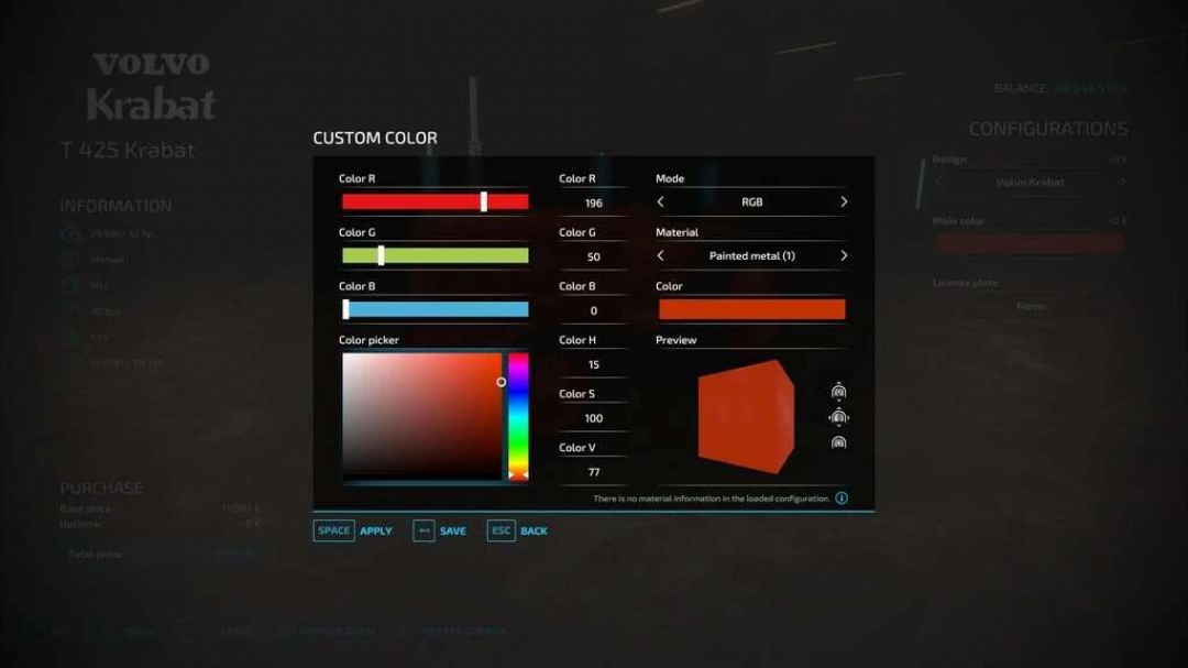 Colour configurator v1.2.0.0