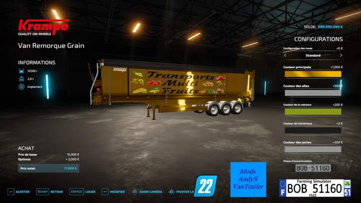 Image: FS22 Van Trailer Grain 2 v1.0.0.0 12