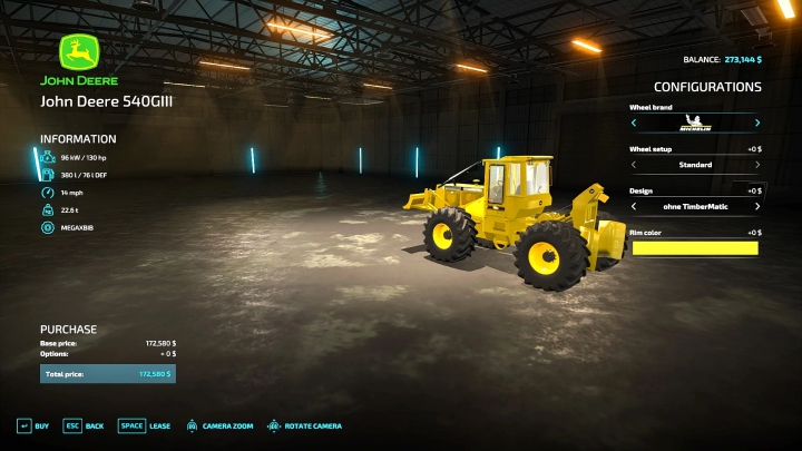 fs22-mods,  JD 540gIII Cable Skidder (Yellow 90's Style) v1.0.0.0