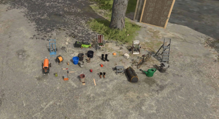 fs25-mods,  Collection of tools and props from Elmcreek Props v1.0.0.0 mod for Farming Simulator 25.