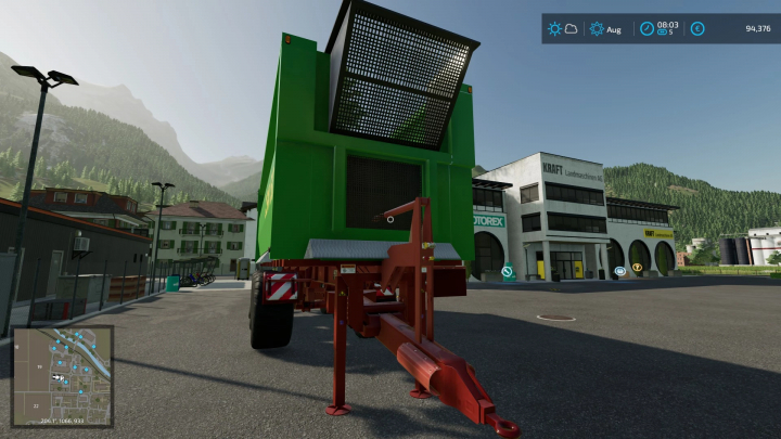 Mod FS22 Hawe CSW 5000 v2.0.0.0 rimorchio in un'ambientazione agricola in Farming Simulator 22.