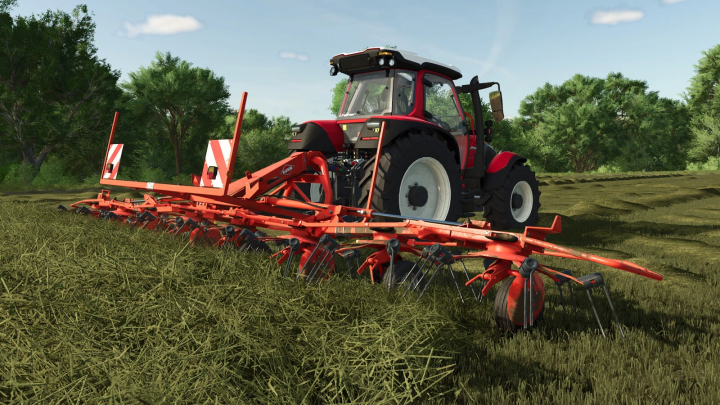 fs25-mods, Tractor using Kuhn GF 8712 mod in FS25, working in a green field.