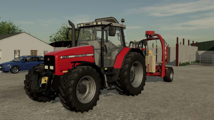 Massey Ferguson 6290 Traktor in Farming Simulator 22 Mod, geparkt mit JCB Ausrüstung.