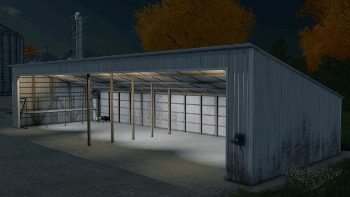 FS22 mod showcasing an old school American barn with metal siding and open front, version 1.0.0.0 in Farming Simulator 22.