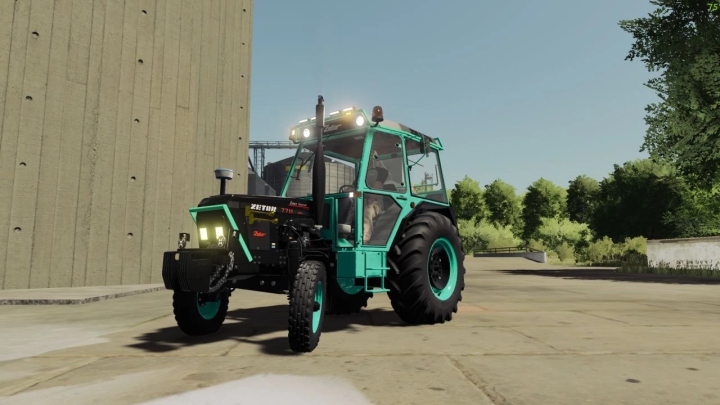 fs22-mods,  Zetor 62-7711 Turbo Edit v1.1.0.0 mod for FS22 with a teal and black paint scheme parked on concrete.