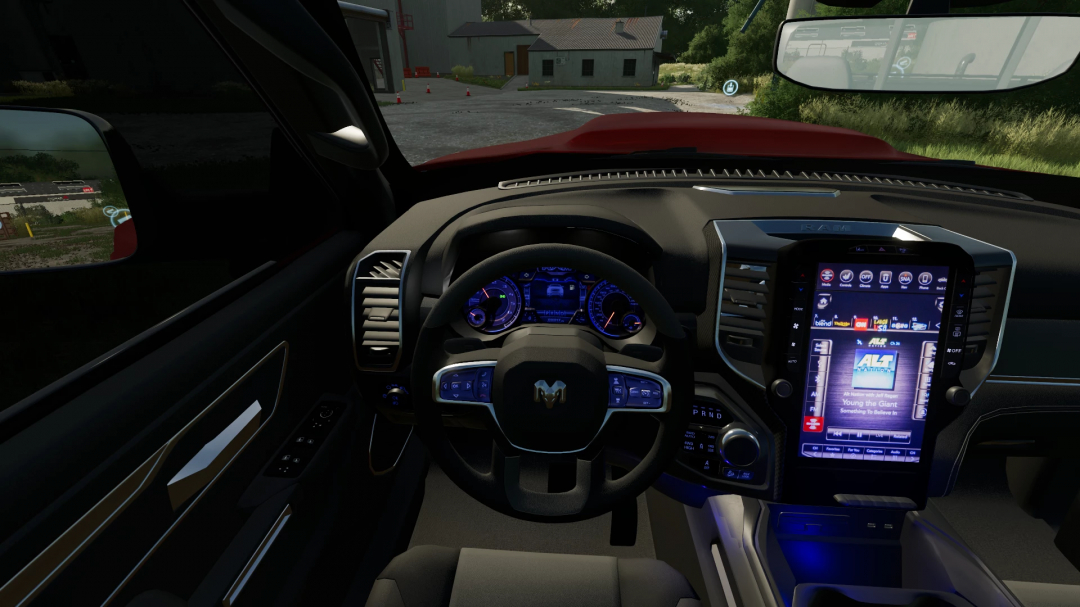 Interior view of 2022 Ram 3500 DRW Limited mod in FS22, showcasing dashboard and steering details.