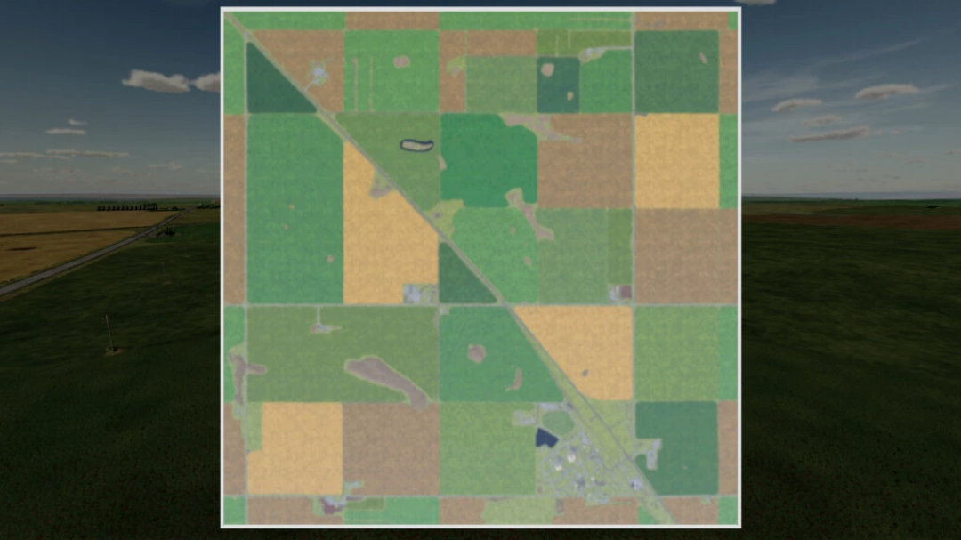 FS22 Abbey Saskatchewan map showing diverse agricultural fields, part of Farming Simulator 22 mods.