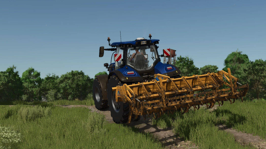 FS25 mod Alpego KForce 400 aratro nel campo, mostrando attrezzature agricole per Farming Simulator 25.