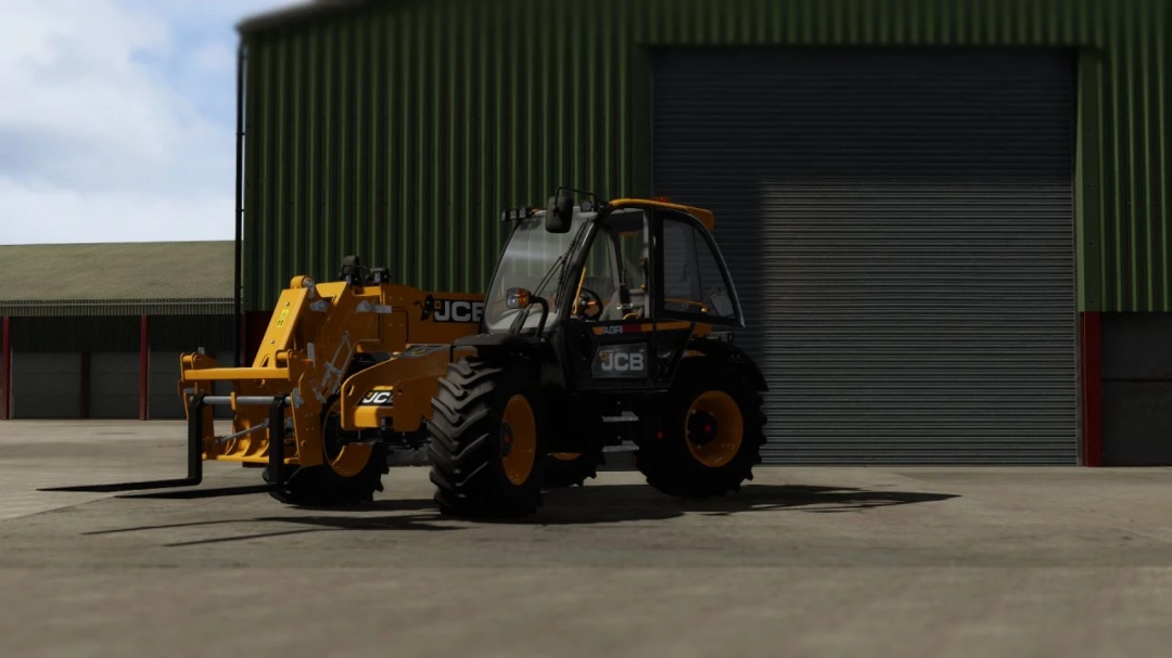 JCB Loadall 542-70 Series telehandler parked in FS22 mod setting.