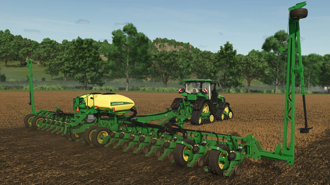 FS25 mod John Deere 1775NT v1.0.0.0 planting equipment in a field.