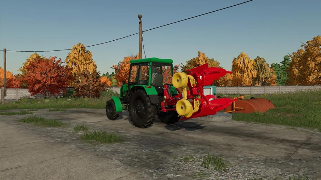 FS22 mod Kiy-14102 tractor in autumn farm scene, Farming Simulator 22