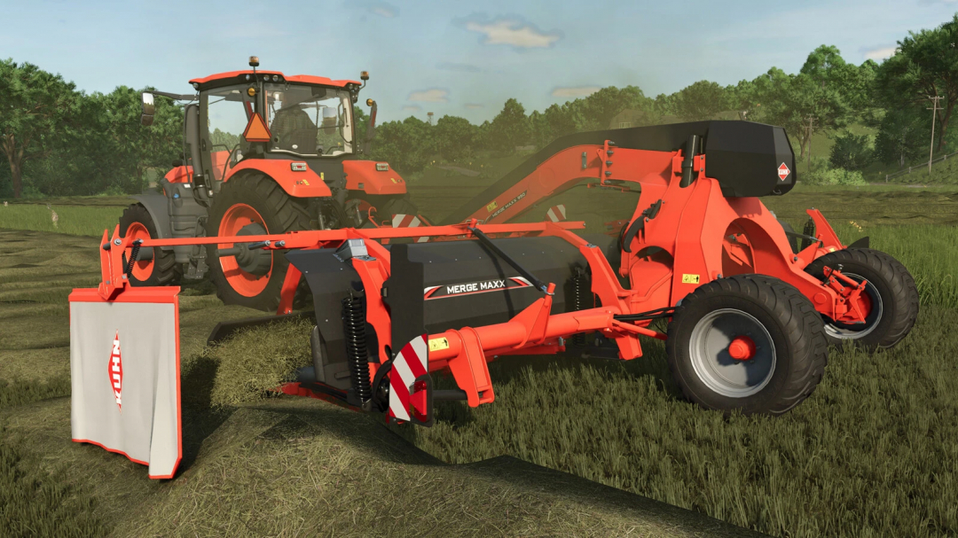 FS25 mod: Kuhn MergeMaxx 950 in a field, showcasing the equipment used in Farming Simulator 25.