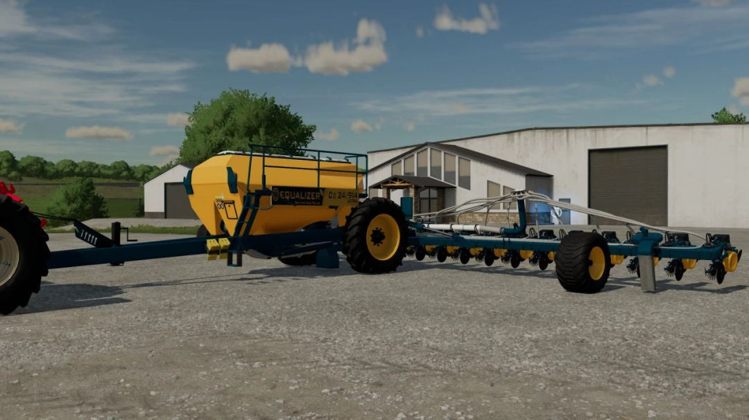 Mod FS22 Lemken Equalizer CII 24/914 Ultra en un entorno agrícola, destacando maquinaria detallada.