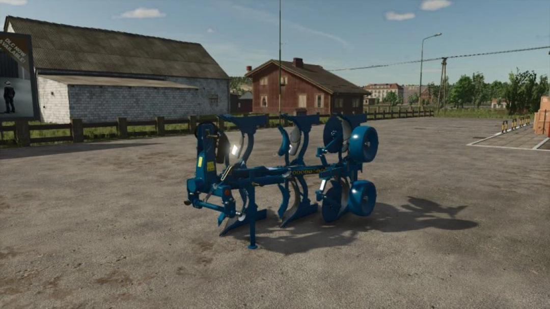 Rabe Supertaube plow mod for FS25 in a farm setting, showcasing its realistic design and features. Farming Simulator 25 mods.